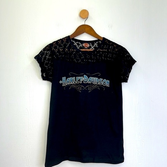 Harley Davidson - 1995 Bumpus Jackson TN Crochet Detail Graphic T Shirt Size Sm - Picture 8 of 11